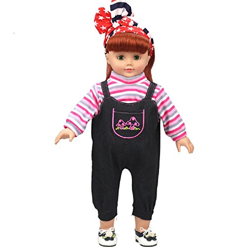 Shero 14 - 16 Inches Baby Dolls Clothes Denim Suit Pink