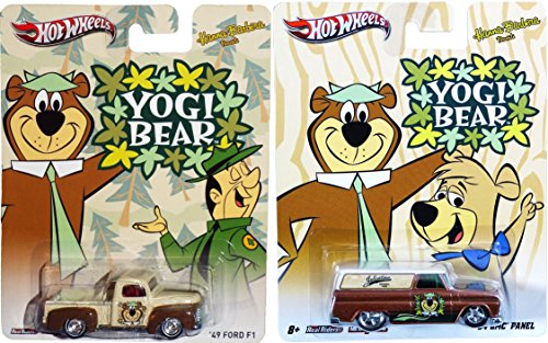 Hot Wheels Yogi Bear 2 Car Set 64 GMC Panel 49 Ford F1 Pickup Truck Pop Culture Cars IN PROTECTIVE CASES