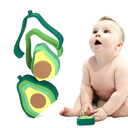 Baby Stacking and Teething ToysSilicone Avocado Shape Nesting ToyEarly Educational Toddler Learning Montessori Toys for Babies 6 Months Boys  Girls