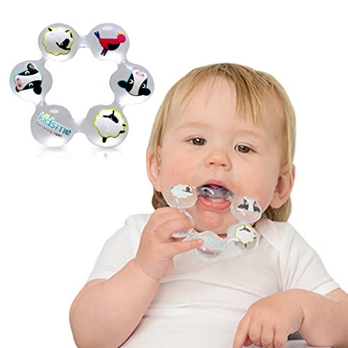 Kidsme Cooling Baby Teething Rings Freezable Infant Teethers Baby Teething Toy for Teething Relief Easy to Hold Gentle on The Gums Cute Design