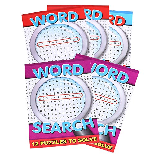 Kicko Mini Word Search Activity Books - Pack of 12 - for Kids 6 Pages Each 5 X 7 Inches - 12 Puzzles to Solve - for Boys and Girls Party Favors Bag Stuffers Fun Prize