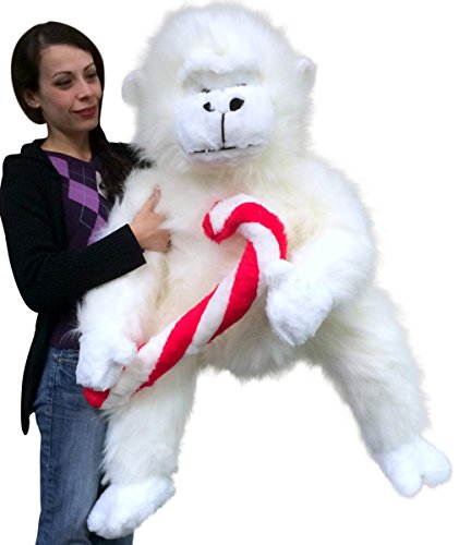 Giant Stuffed Christmas Gorilla With Big Plush Candy Cane American Made 40 inch Soft Plush