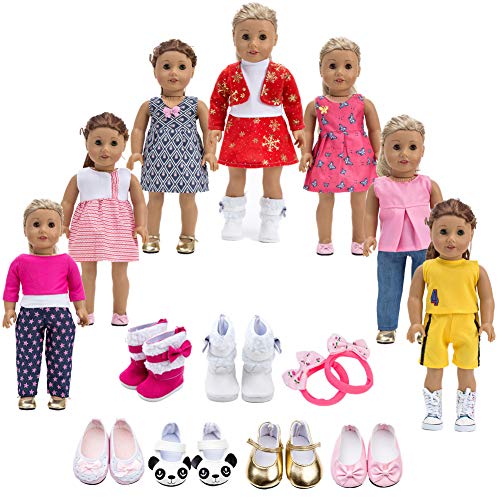 Howona 18 inch Doll Clothes Gift Girls  Include 7 Set Toys Doll Outfits  2 Pairs Shoes Accessories fit American 18 inch Girl Dolls
