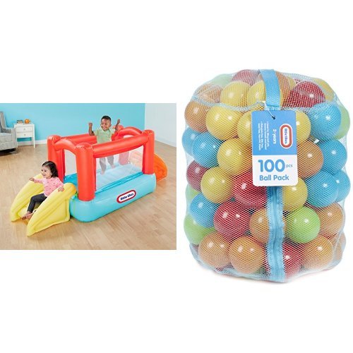 Little Tikes My First Bouncer - Indoor Inflatable and 100 Ball Pack Bundle