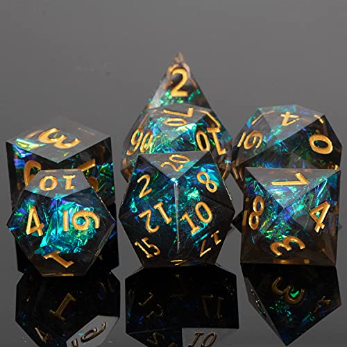DND Dice Set  RUNFNG 7pcs Polyhedral Dice Set  DD Dice Set Shape Edged Dice Set Dungeons and Dragons  D20 D12 D10 D8 D6 D4  Resin Transparent D and D RPG Role Playing for Pathfinder with Box