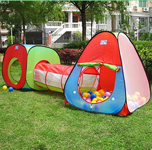 PortableFun Kids Playhouse Tent with Tunnel Set