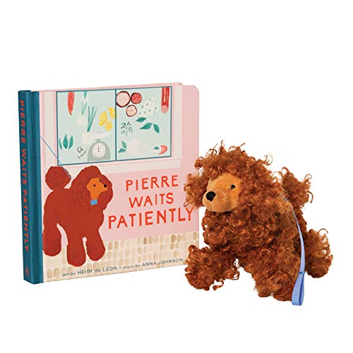 Manhattan Toy Pierre Waits Patiently Baby and Toddler Board Book  Poodle Stuffed Animal Dog Gift Set