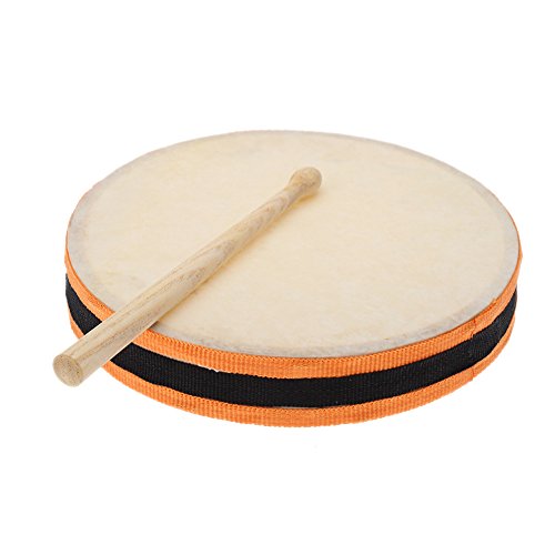 Andoer 8 Wood Hand Drum Dual Head with Drum Stick Percussion Musical Educational Toy Instrument for KTV Party Kids Toddler