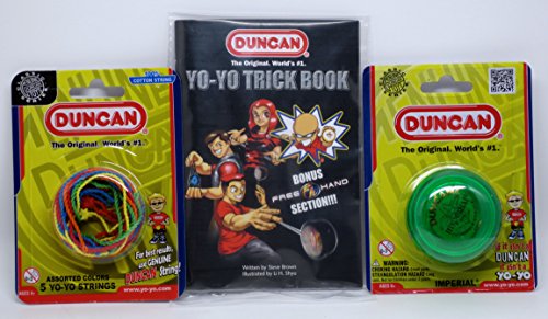 Duncan YoYo Kit - Imperial Green Yo-Yo Mult-Color Yo-Yo String 5 Pack and Yo-Yo Trick Book