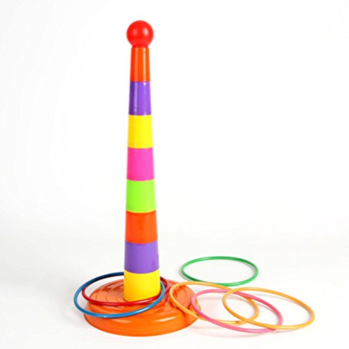 FENICAL Children Toss Game Set Colorful Plastic Parent-child Sport Ring Toss Game Set