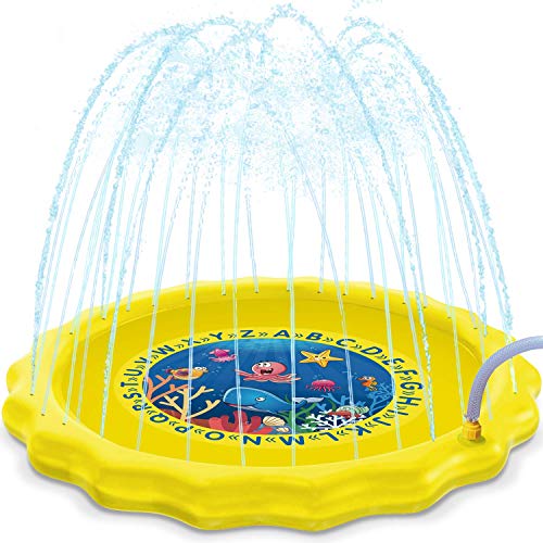 HISTOYE Splash Pad for Toddlers Kids Sprinkler Summer 63 Large Size Sprinkle Play Mat Outdoor Fun Lawn Water Mat Toy Age 3-5 Toys Wading Pool for Girl Boy Babies