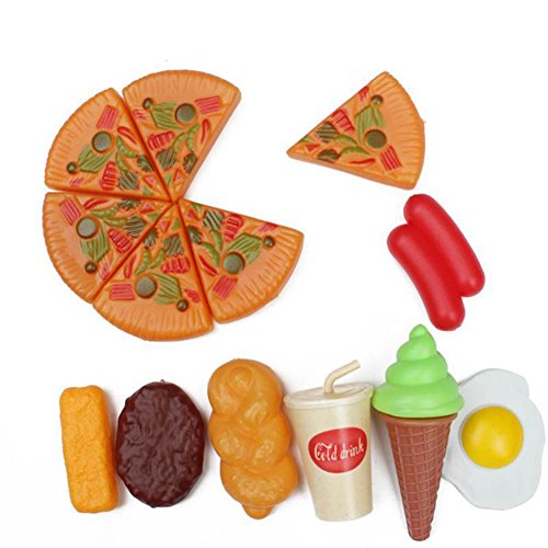 Dutch Brook 13 PCS Plastic Pizza Play Food Set for Pretend Play Educational Learning Toy