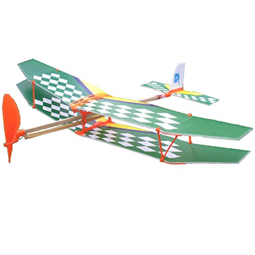 DIY Assembly Aircraft Aviation Model Planes Powered By Rubber Band Children Kids Outdoor Toy White Green